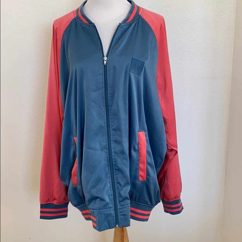 LuLaRoe Blue and Coral Bomber Jacket